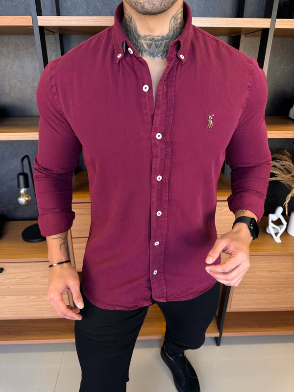 Camisa Polo Ralph. Vinho Sarja Premium Logo Colors