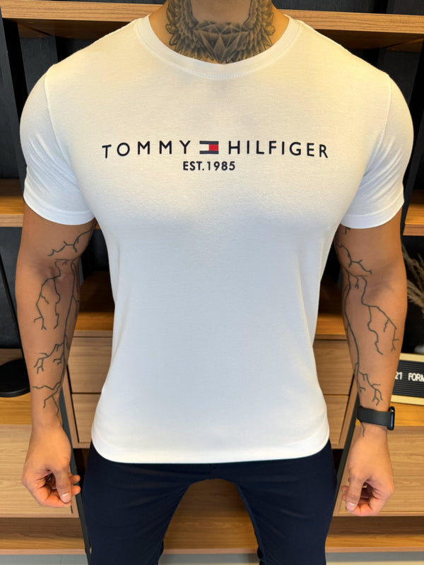 Camiseta Tommy H. Branca Escrita Central