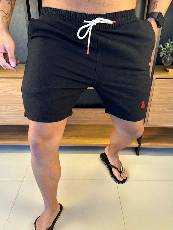 Short Linho Polo Ralph. Preto NV