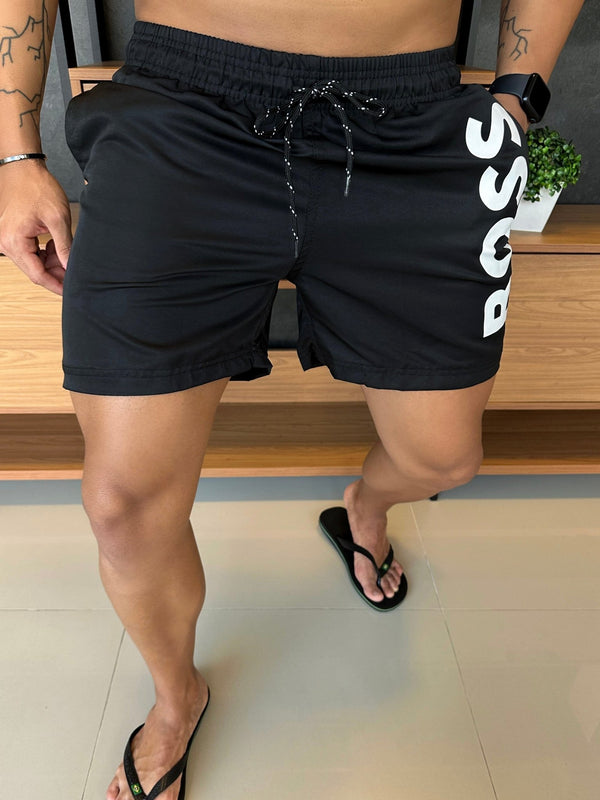 Short Hugo B. Escrita Lateral Preto